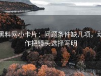 黑料网小卡片：问题条件缺几项，动作把镜头选择写明