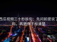 西瓜视频三十秒拆句：先问前提说了吗，再把例子标清楚