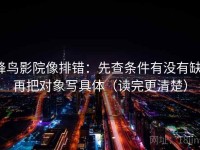 蜂鸟影院像排错：先查条件有没有缺，再把对象写具体（读完更清楚）